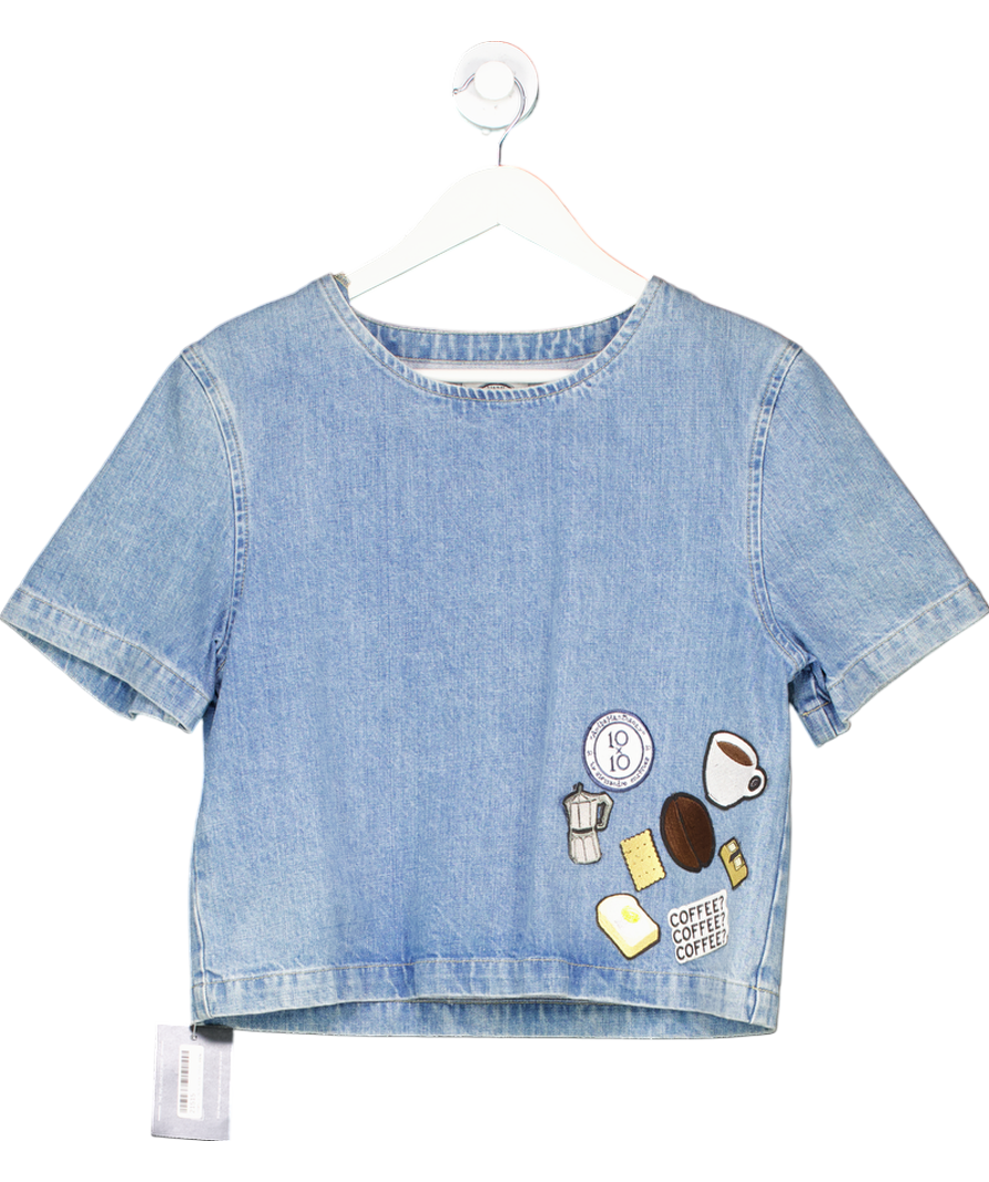 10x10 An Italian Theory Blue Denim Patch Motif Top UK S/M