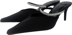 H&M Black Embellished Heeled Mules UK 4 EU 37