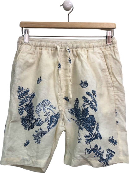 Percival White and Blue Linen Shorts UK 30