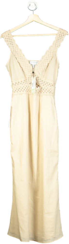Never Fully Dressed Cream Stone Linen Mimi Dress UK 6