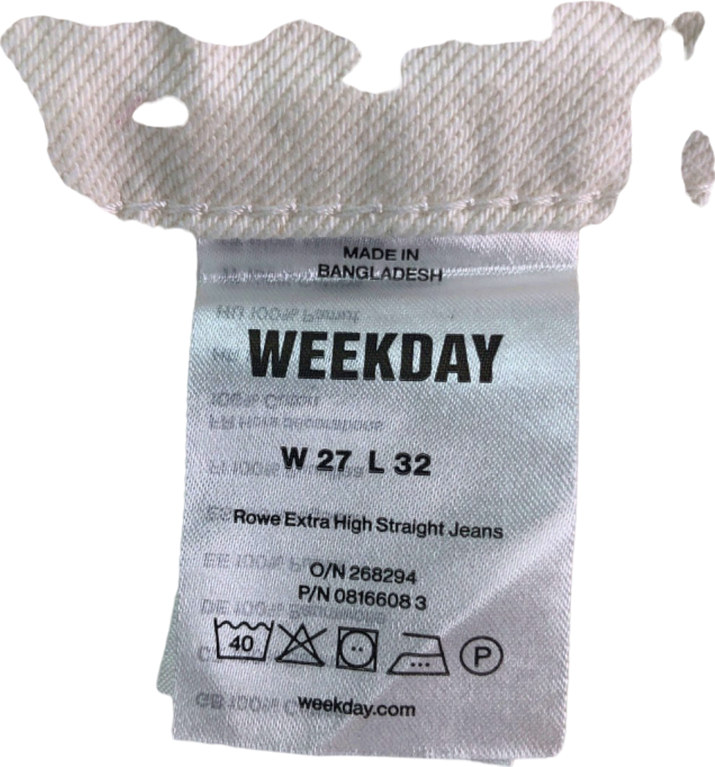 Weekday Off-White Extra High Straight Jeans UK W27" LENGTH 30"