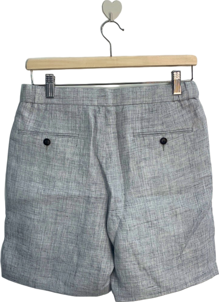 Suitsupply Light Grey Ames Pleat 100% Linen Shorts EU 44 UK W28
