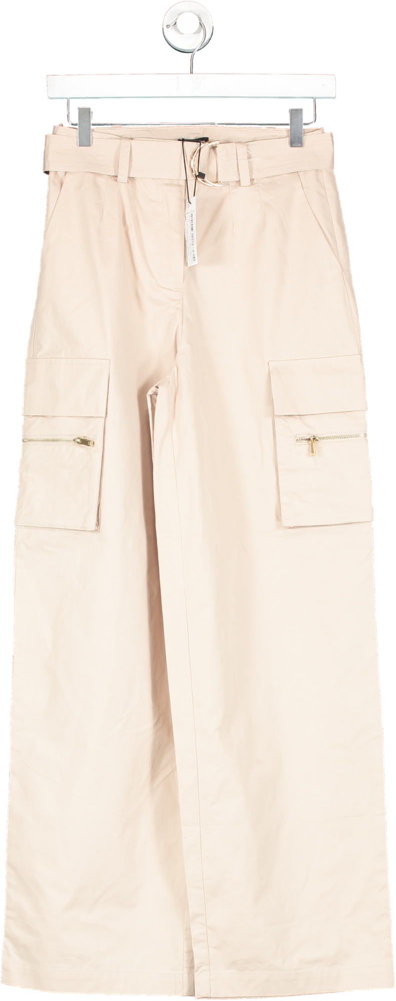 Karen Millen Beige Cotton Sateen Utility Belted Trouser UK 6