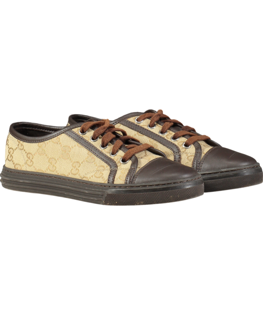 GUCCI Brown GG Monogram Supreme Low Trainer UK 2 EU 35 👠