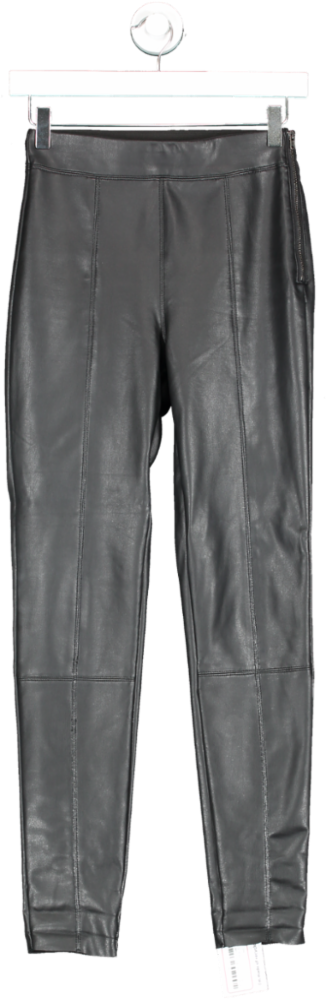 Topshop Black Leather Look Trousers UK 6