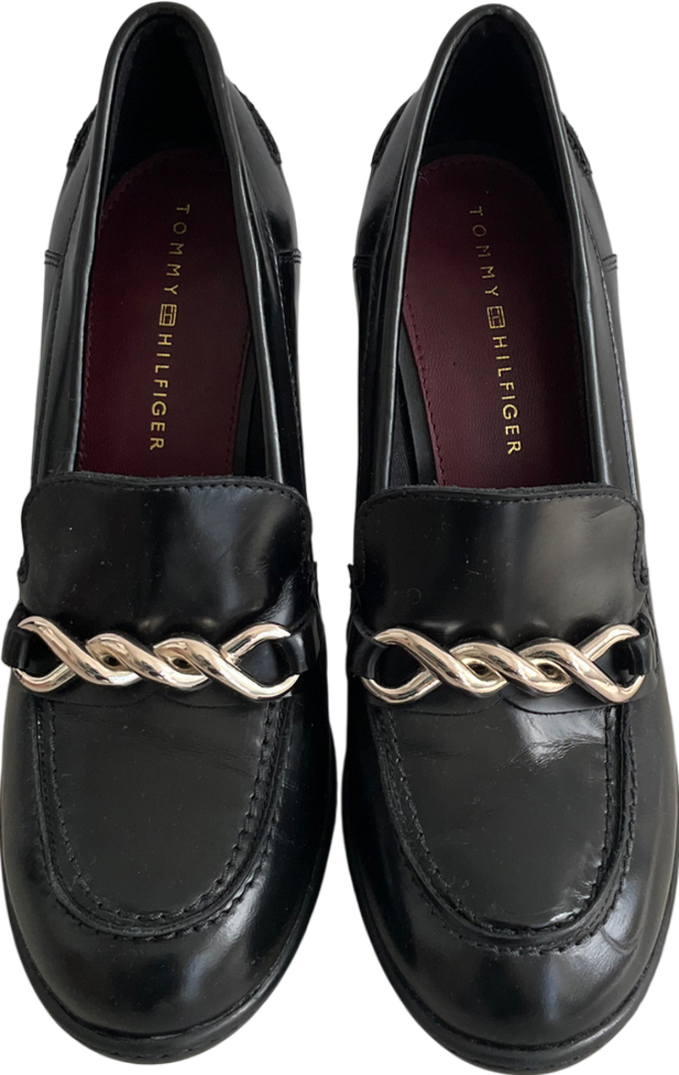 Tommy Hilfiger Black Twist High Heel Loafer UK 7 EU 40 👠