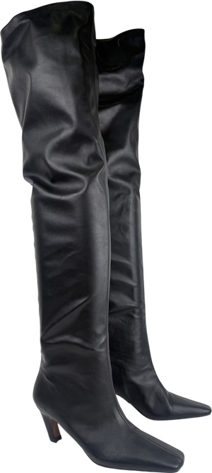 ASOS Black Square Toe Slouchy Over The Knee Boots UK 3 EU 36