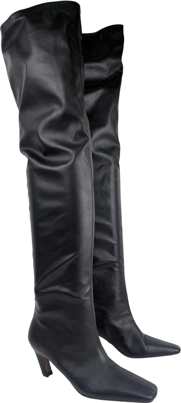 ASOS Black Square Toe Slouchy Over The Knee Boots UK 3 EU 36