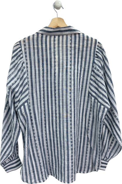 Anthropologie Blue/White Striped Long Sleeve Blouse UK 10