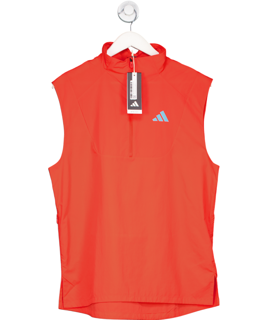 adidas Red Adizero Half Zip Running Vest UK M