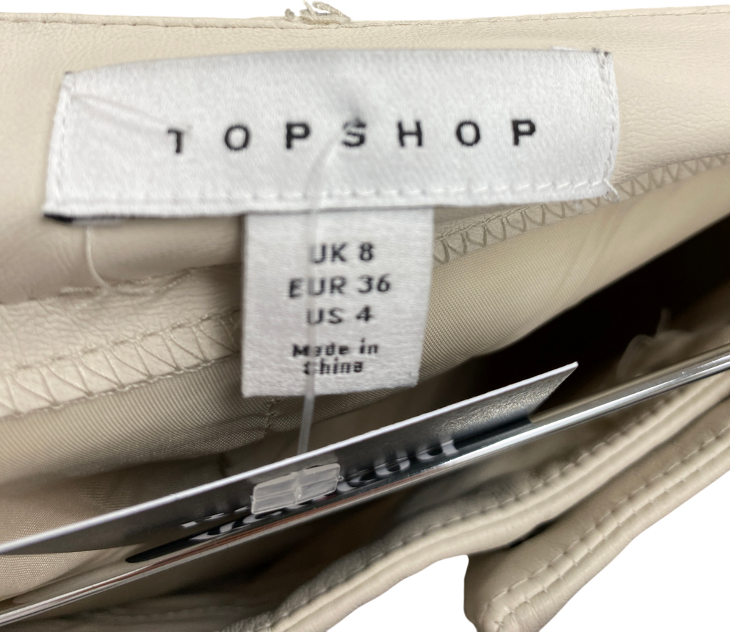 Topshop Cream Faux Leather Maxi Skirt UK 8