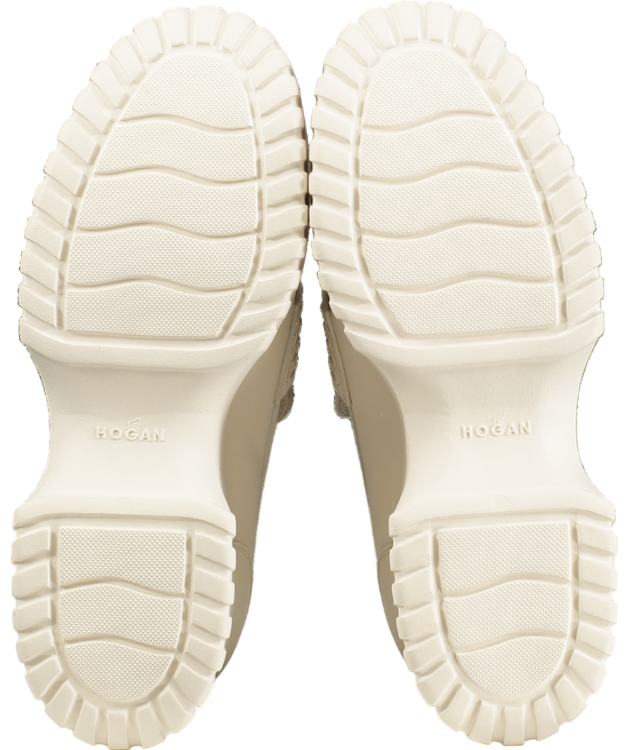 HOGAN Cream Ivory Leather Platfrom Loafers UK 4 EU 37 👠