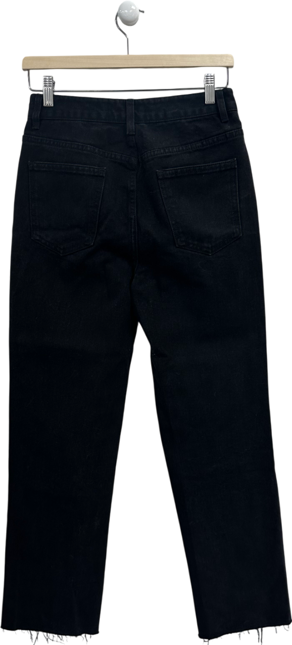 PrettyLittleThing Petite Black Long Leg Straight Jeans UK 8