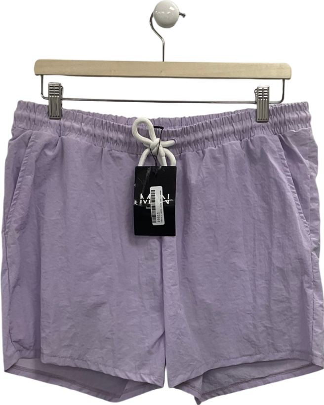 boohooMan Purple Short Length Crinkle Shell Swim Shorts UK L