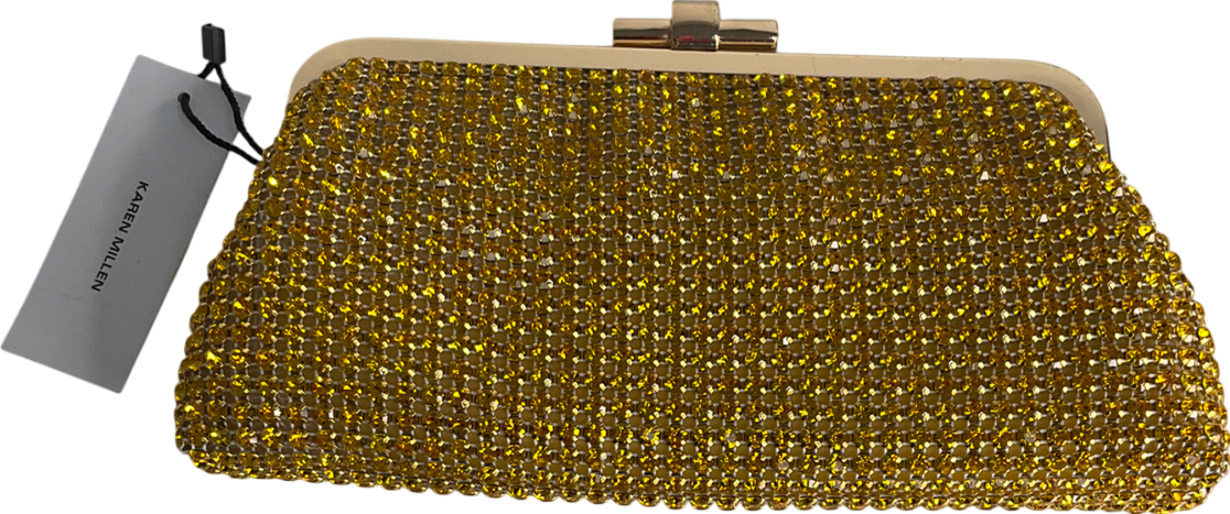 Karen Millen Yellow Rhinestone Clutch Bag with chain strap