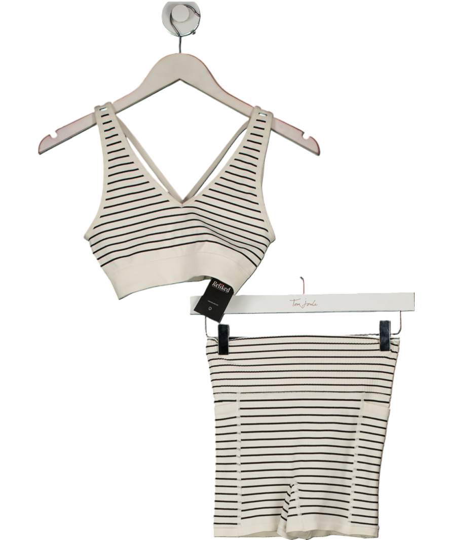 cotton on White Striped Seamless Bralette And Shorts Set UK XS