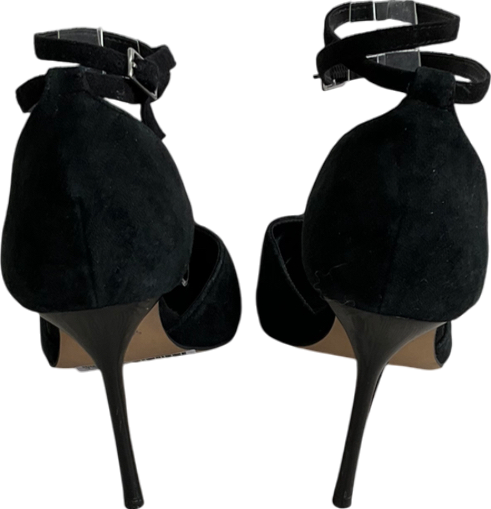 SOSANDAR Black Suede Ankle Strap Pointed Court Shoe UK 8 EU 41 👠