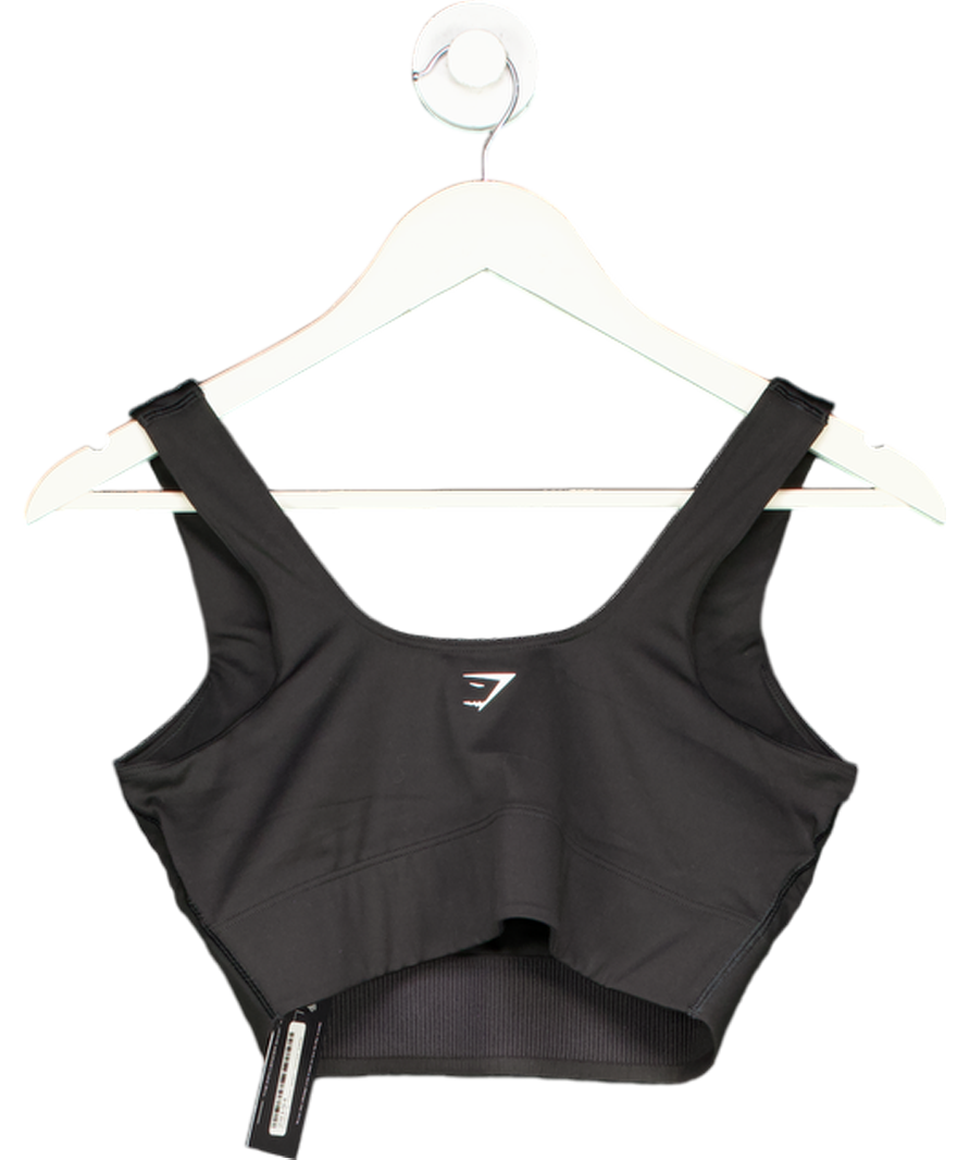 gymshark Black Cropped Padded Sports Bra UK M