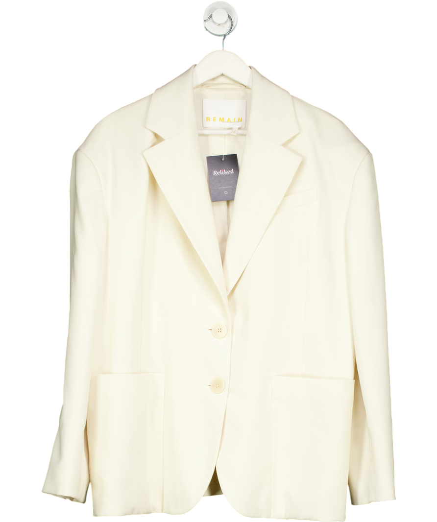 Remain Birger Christensen Cream Super Oversized Single Breasted Blazer UK 8