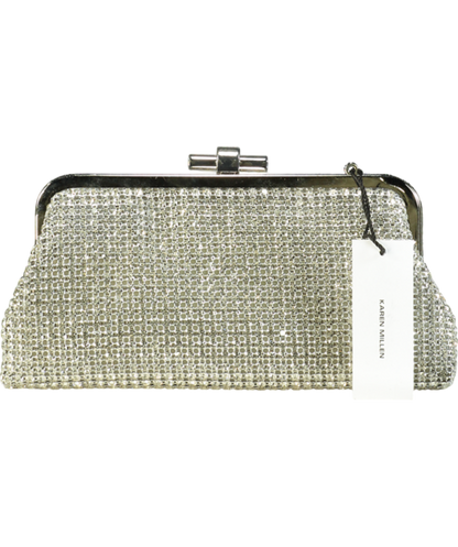 Karen Millen Silver Rhinestone Clutch Bag with chain strap