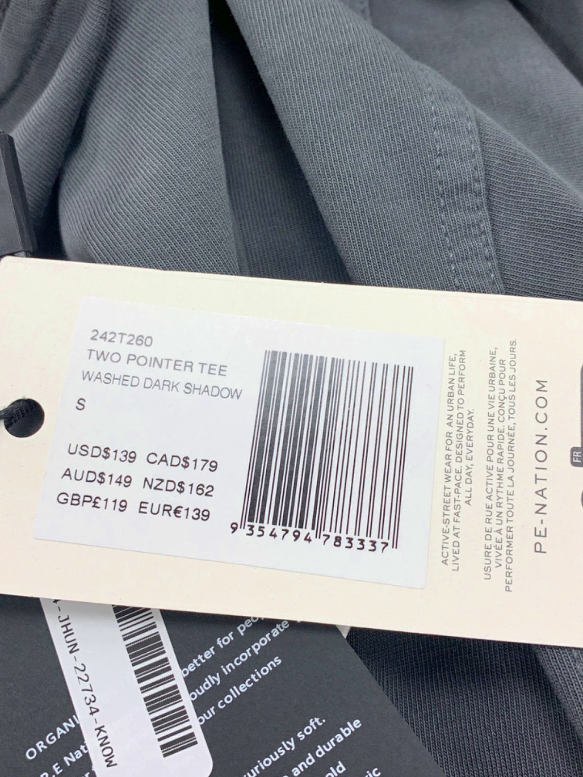 P.E Nation Washed Dark Shadow Two Pointer Tee UK S