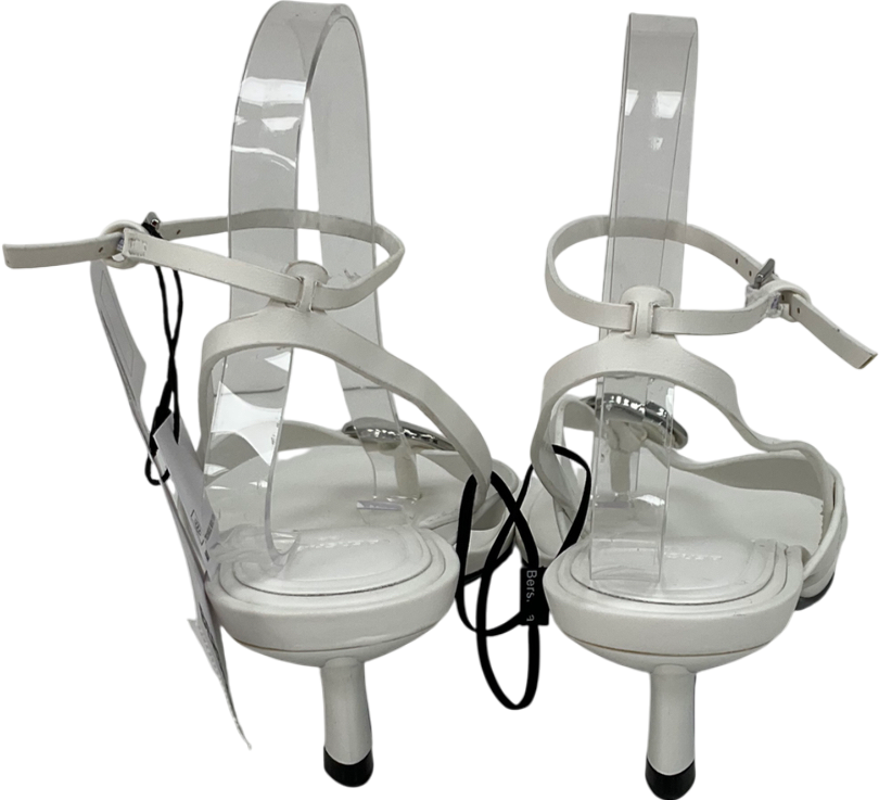 Bershka White Kitten Heel Sandals With Metallic Detail UK 5 EU 38 👠