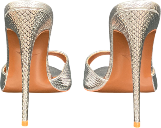 Cult of coquette Metallic Gia Silver Reptile Vegan Mules 120 Mm UK 6 EU 39 👠