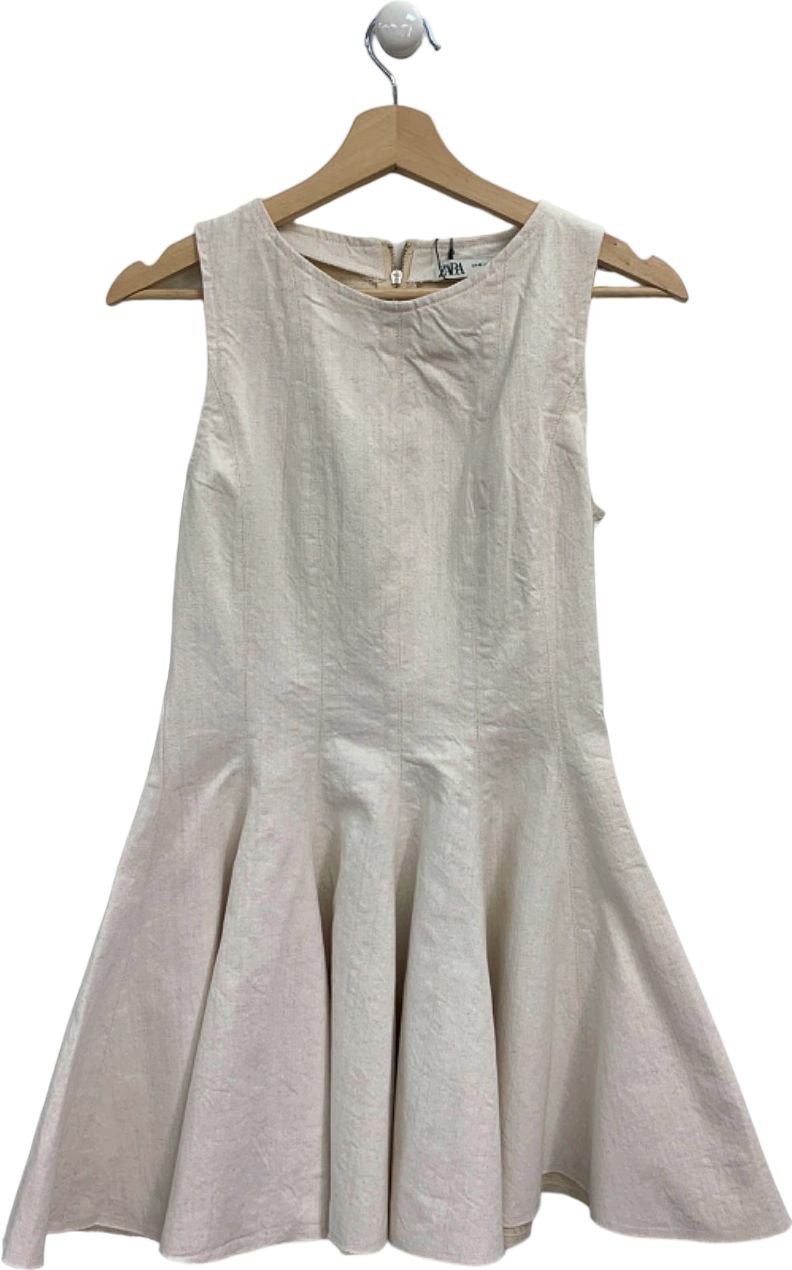 Zara Beige Sleeveless Peplum Dress XS