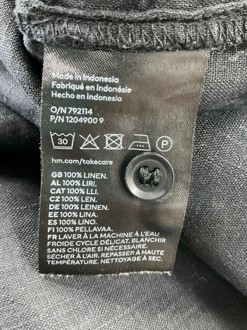 H&M Black Linen Shirt UK XL