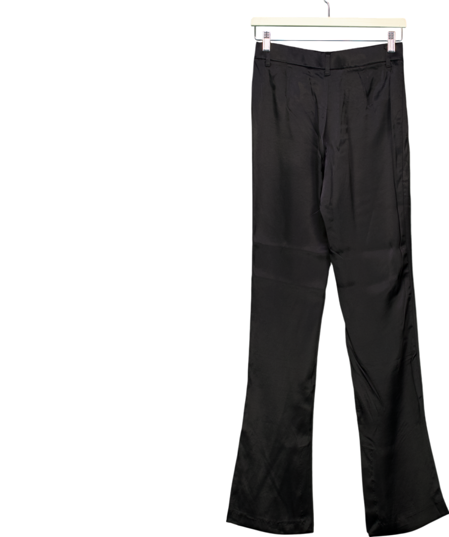ZARA Black Satin Look Flared Trousers UK S