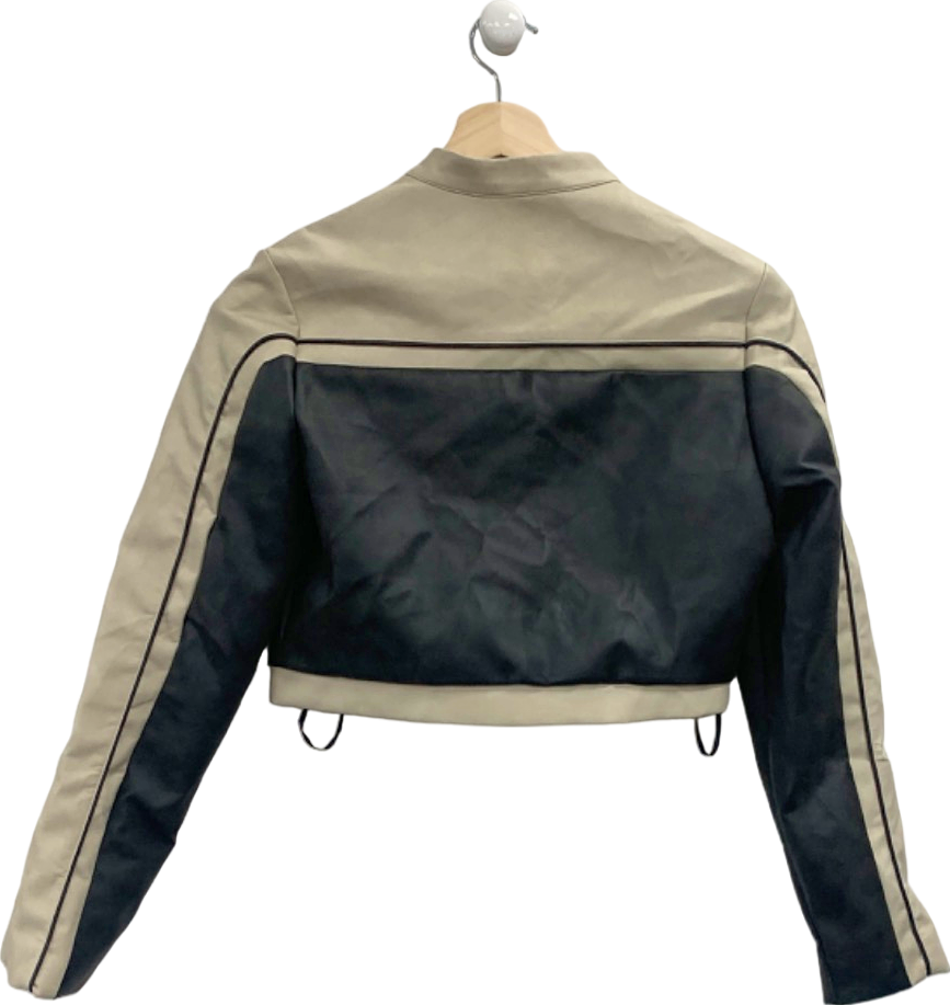 Murci Beige and Black Leather Jacket UK 10