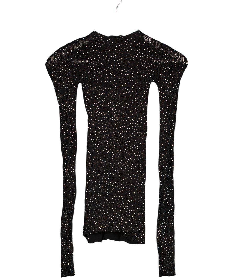 Orttu Black Sparkling Rhinestone Top One Size