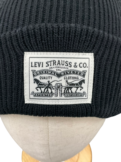 levis Black Backpatch Cotton Beanie Hat One Size