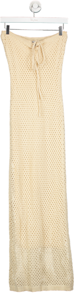 Fashion Nova Beige Crochet Maxi Dress UK M