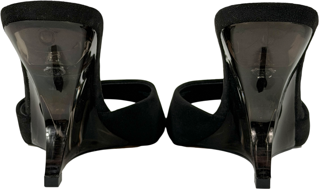 Topshop Black Esme Mule With Clear Wedge Heel UK 6 EU 39