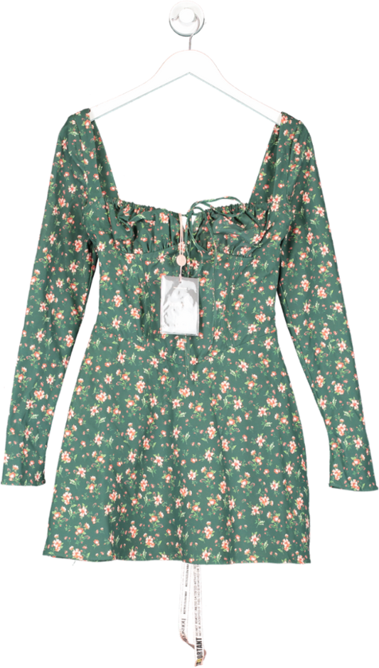 House of CB Green Malika Floral Print Dress UK M