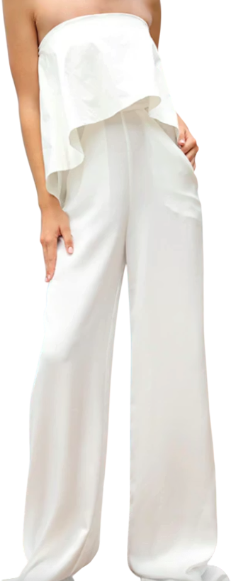 Paper London Carlson Jumpsuit In White Satin UK 10