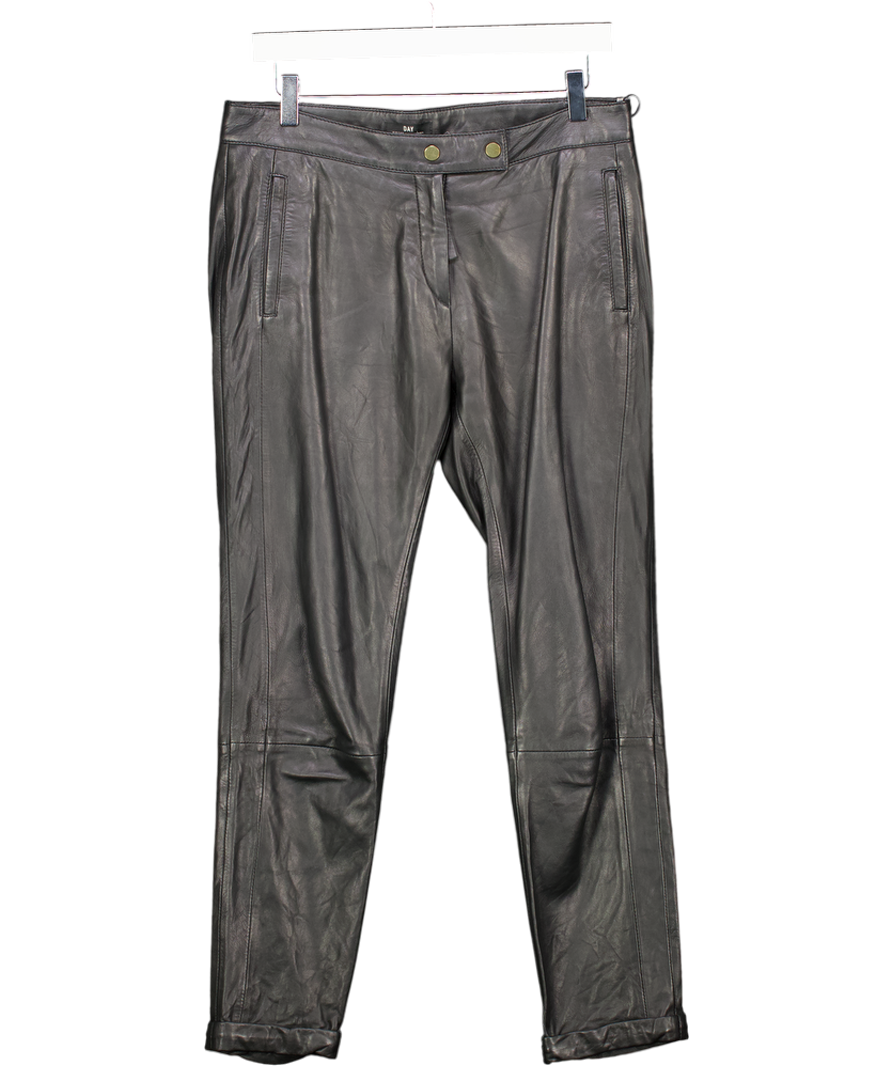DAY BIRGER ET MIKKELSEN Tapered Black Real Leather Trousers Fr36 UK 8