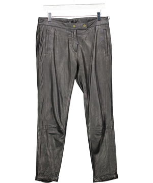 DAY BIRGER ET MIKKELSEN Tapered Black Real Leather Trousers Fr36 UK 8
