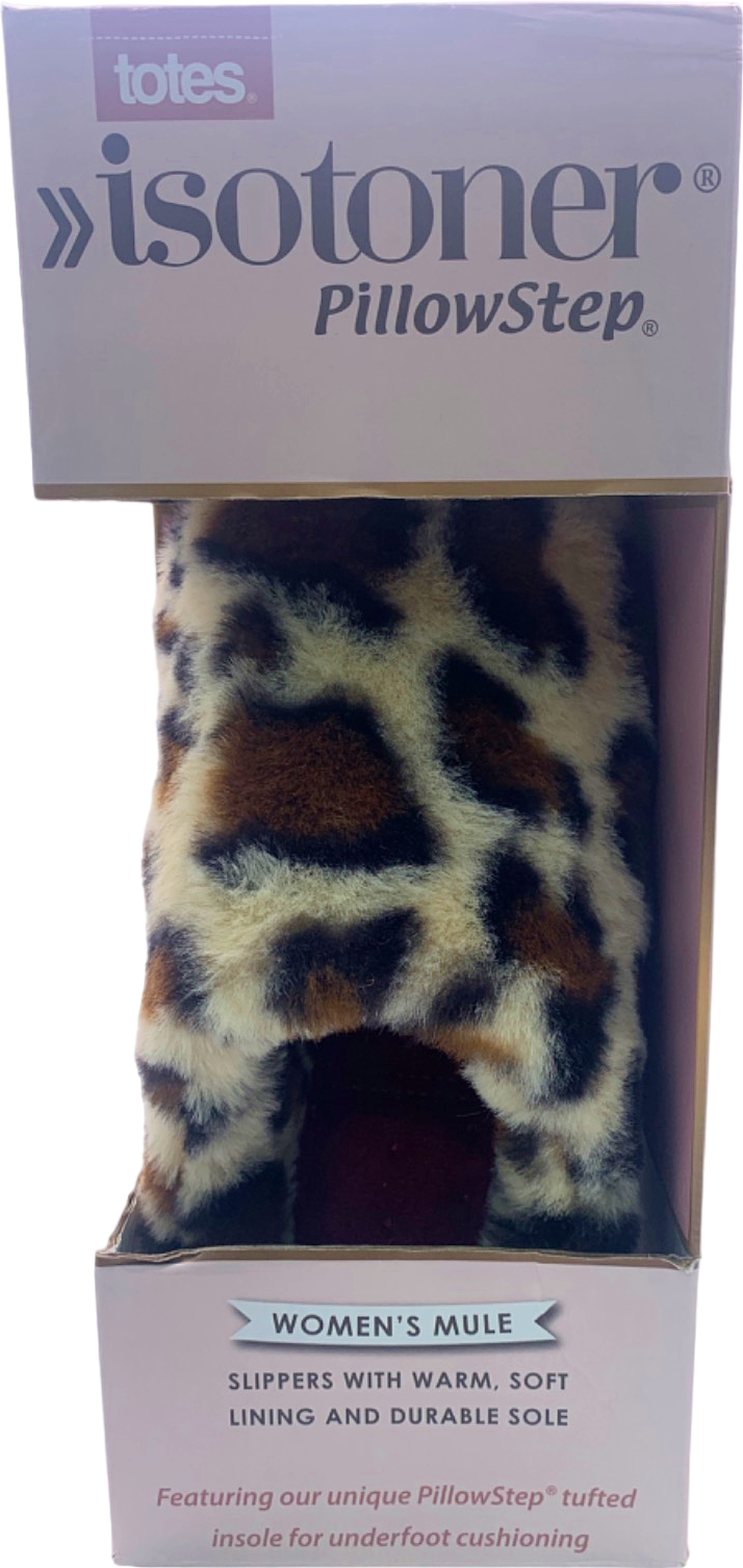 Totes Brown Leopard Women's Mule Slippers UK S Size 3-4