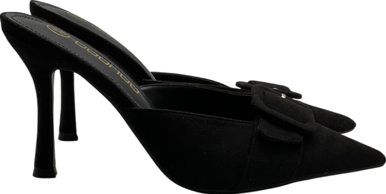 boohoo Black Covered Buckle Mule Court Shoes UK 6 EU 39 👠