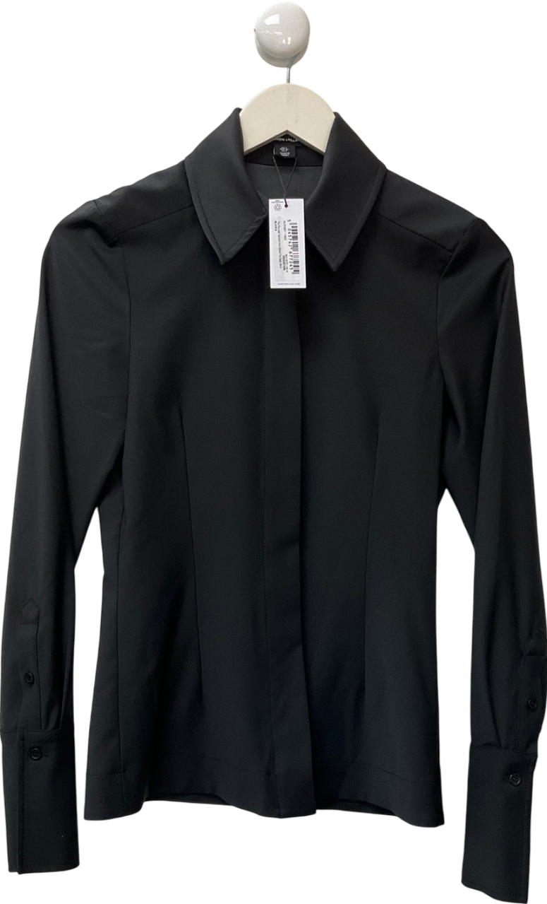 Karen Millen Black Petite The Founder Tailored Wool Blend Shirt UK 6