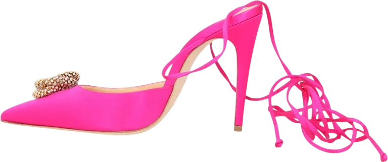 MAGDA BUTRYM Fuchsia Pink / Gold Crystal-embellished Satin High Heel Pumps UK 3 EU 36