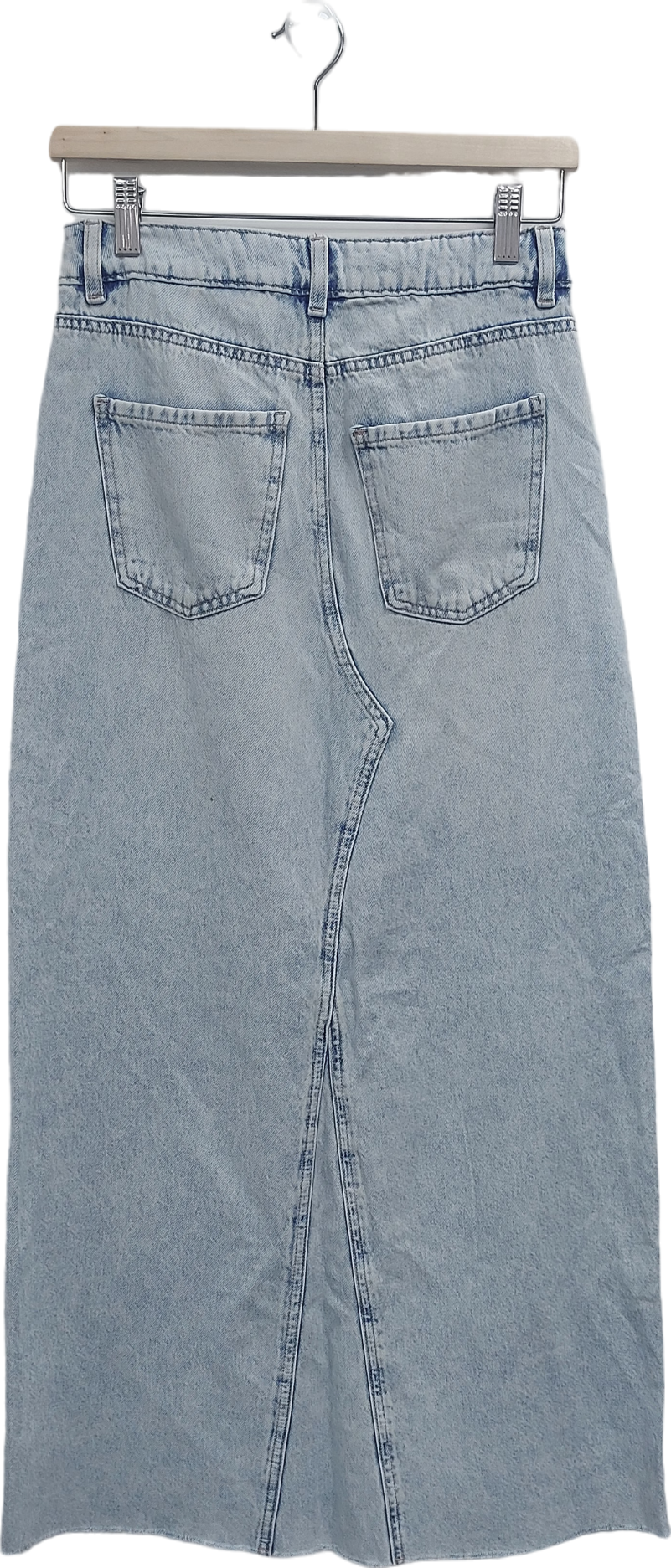 M&S Blue Denim Split Front Maxi Skirt UK 8