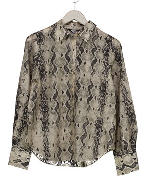 & Other Stories Beige Lyocell Blend Snake Print Shirt UK 8