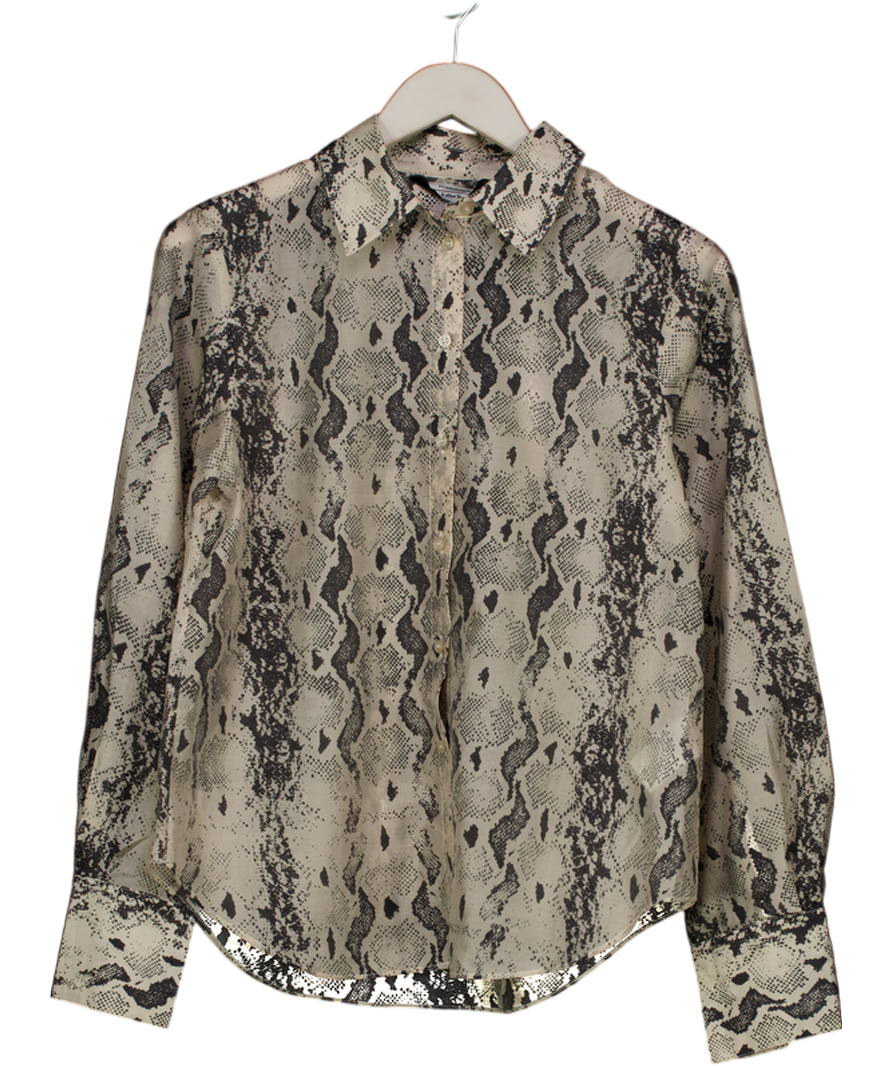 & Other Stories Beige Lyocell Blend Snake Print Shirt UK 8