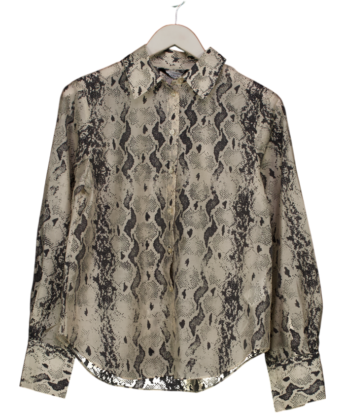 & Other Stories Beige Lyocell Blend Snake Print Shirt UK 8