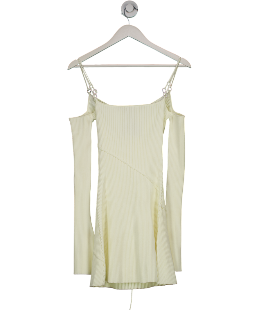 Mach & Mach Cream Cut Out Mini Dress With Straps And Bows Ivory UK M