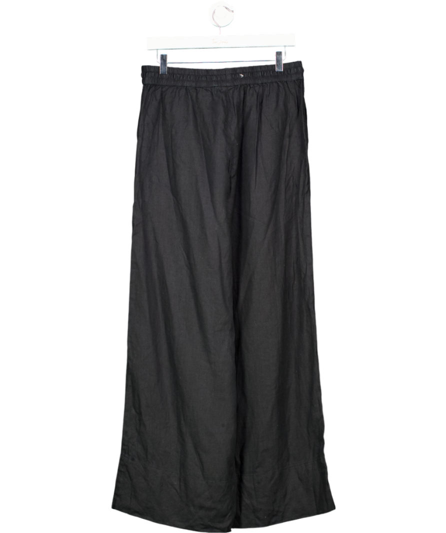 Sea Level Black Wide Leg Beach Trousers UK M