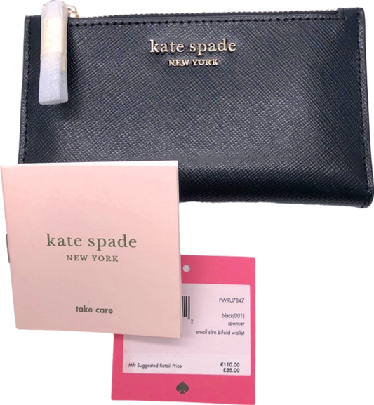 Kate Spade Black Leather Spencer Small Slim Bifold Wallet